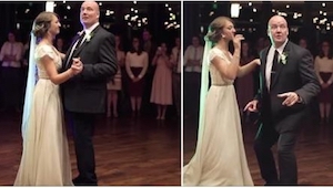 ¡Este padre empezó a bailar con su hija un típico baile de boda, pero ya un rato